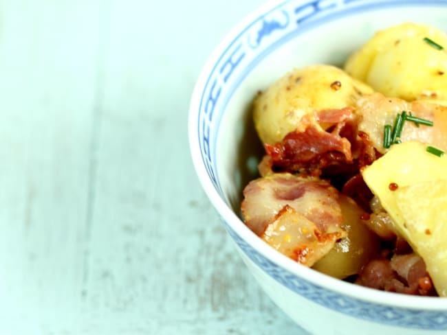 Salade de pommes de terre, lardons et curry