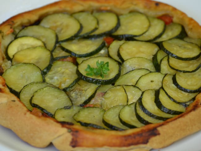 Tatin de courgettes, tomates et chèvre