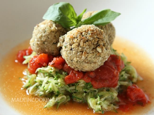 Boulettes d'aubergine et d'haricot coco