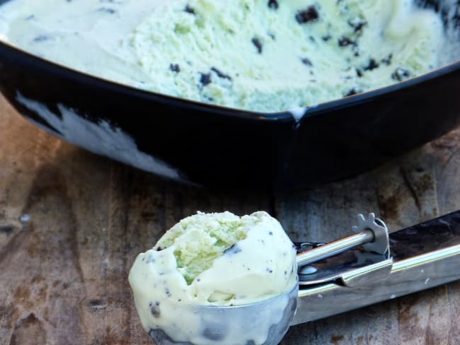 Glace à la menthe et pépites de chocolat