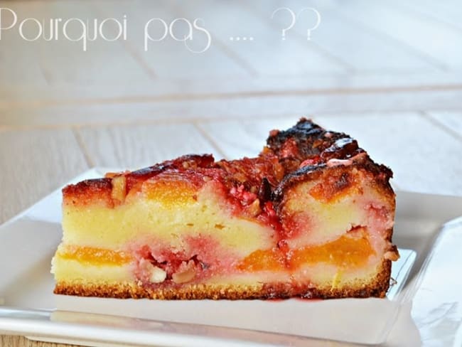 L'irrésistible gâteau "abricots pralines roses" de Pucebleue
