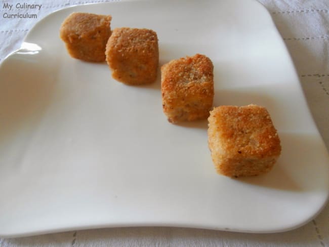 Cubes de risotto panés