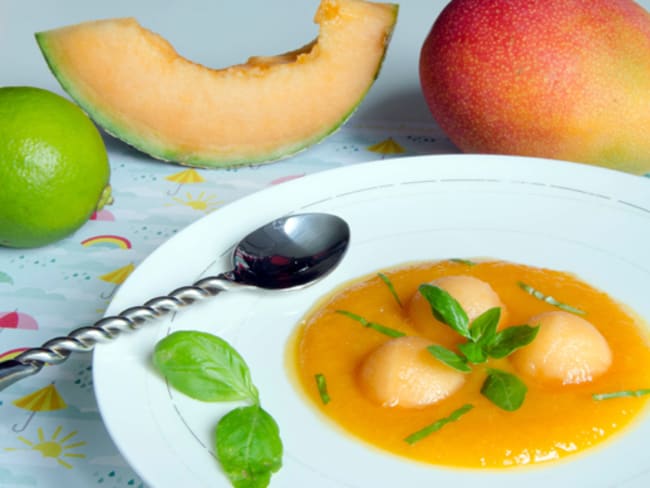 Soupe de melon, mangue et citron vert