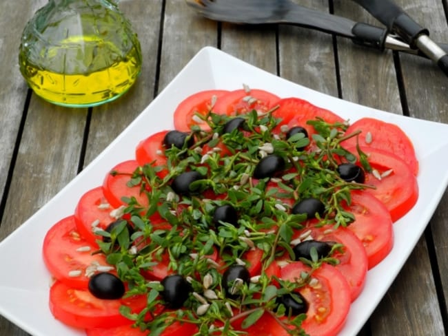 Salade de tomates et de pourpier d’été