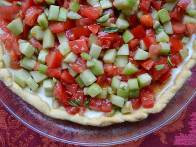 Tarte panna cotta au chèvre et légumes d’été