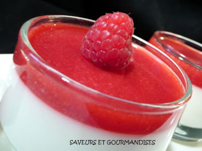 Mousse aux 2 fromages et gelée de framboises