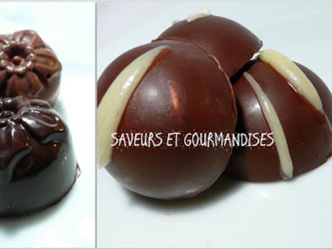 Bouchées de chocolat aux noix de cajou et caramel.