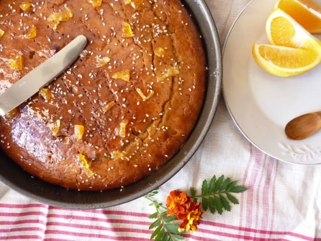 Gâteau au tahini et oranges confites