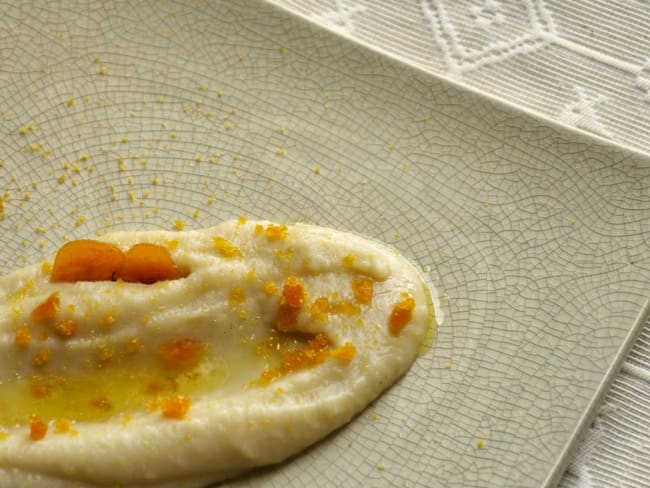 Crème tiède de haricots blancs et Bottarga