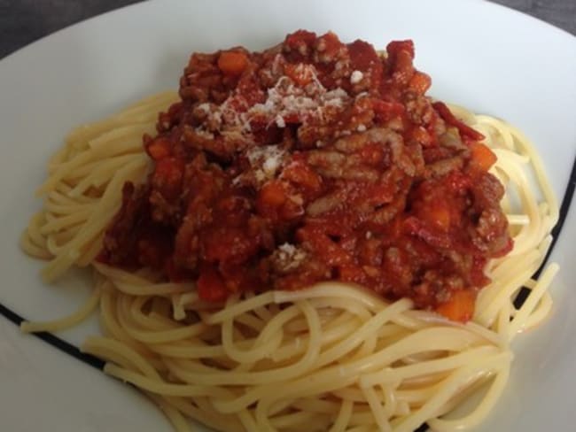 Spaghetti bolognaise au chorizo