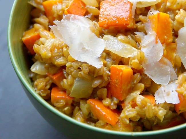 Risotto de petit épeautre au potimarron et parmesan