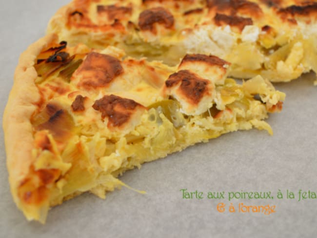 Tarte aux poireaux, à la feta et à l’orange