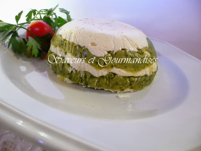 Pesto d’artichaut et Mousse de fromage en mille-feuilles