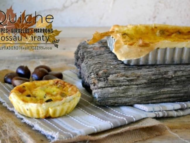 Quiche aux cèpes, girolles, marrons et ossau iraty