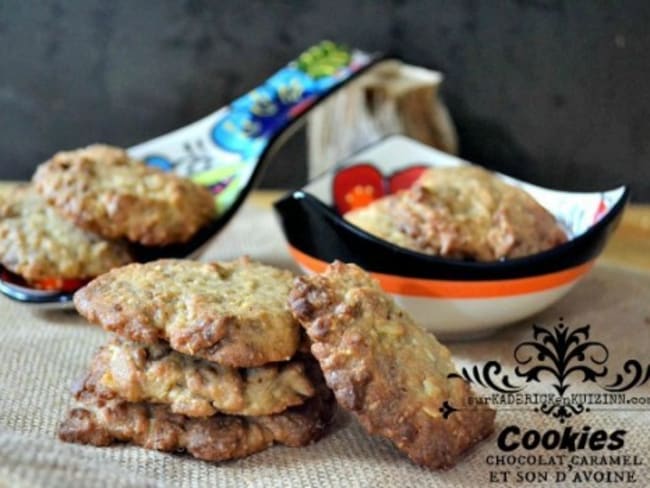 Cookies amandes chocolat caramel et son d'avoine