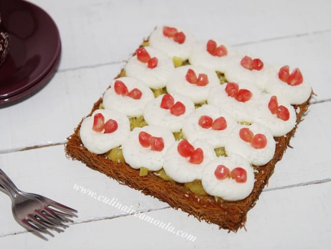 Tarte Kadaïf à l'ananas et à la noix de coco