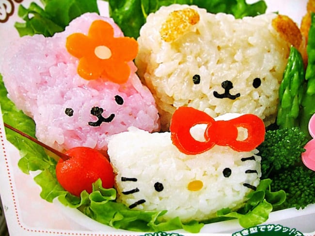 Bento kitty riz, légumes, croquette de pois chiche