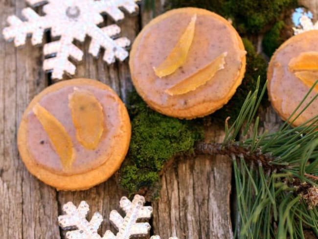 Petits sablés au melon confit-glaçage pain d'épice