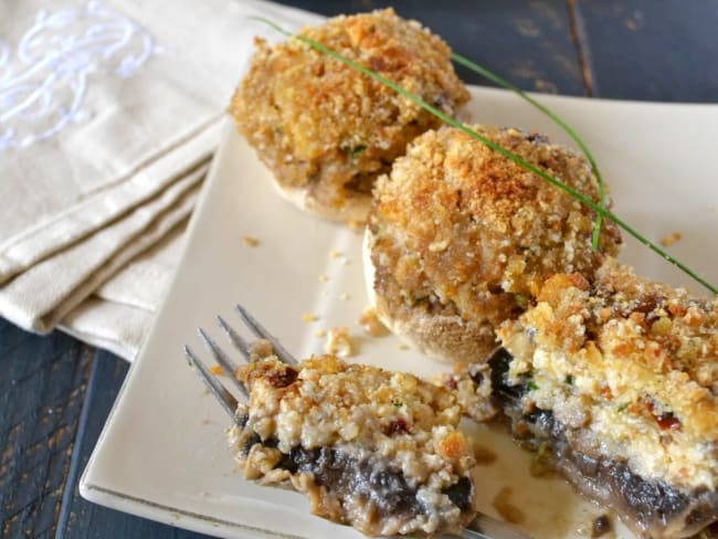 Champignons farcis au millet et à la tomate séchée