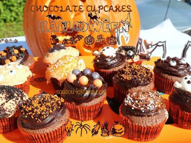 Cupcakes ou muffins au chocolat de Halloween