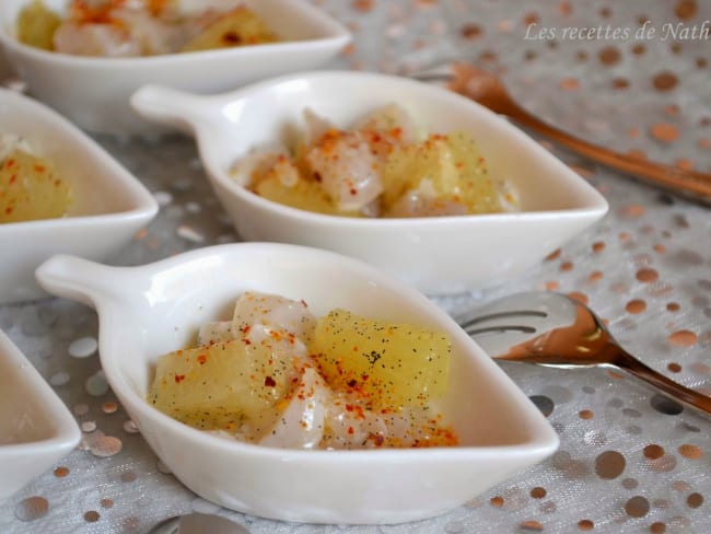 Cuillères au tartare de Saint-Jacques et ananas à la vanille