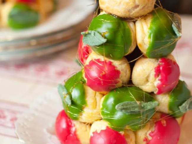 Choux sapin de Noël à la crème pâtissière