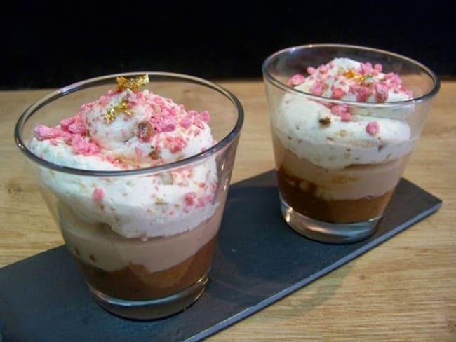 Mousse de marron et chocolat, chantilly pralinée