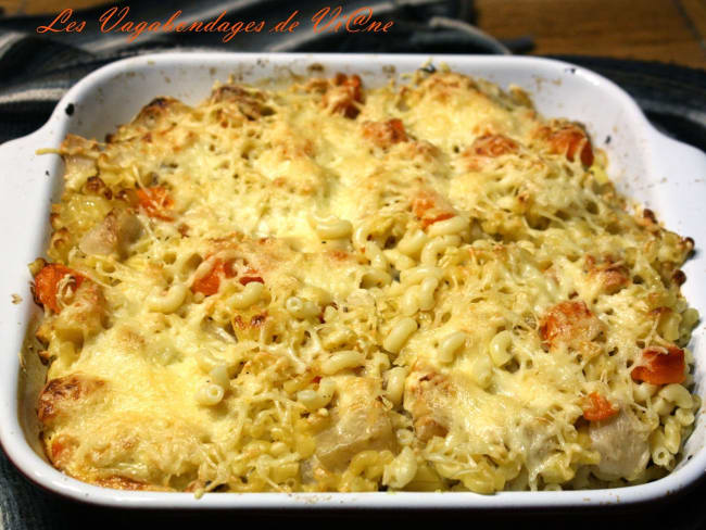 Gratin de coquillettes aux légumes de pot-au-feu