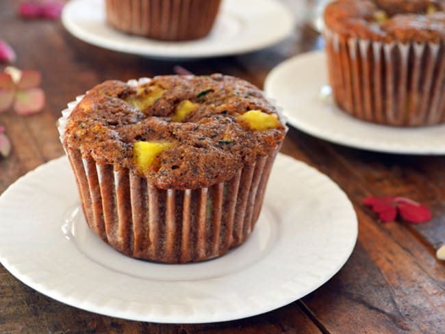 Muffins au Sarrasin, Ananas, Courgettes et Amandes