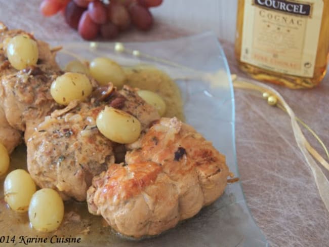 Le filet de pintade farcit aux raisins marinés au cognac