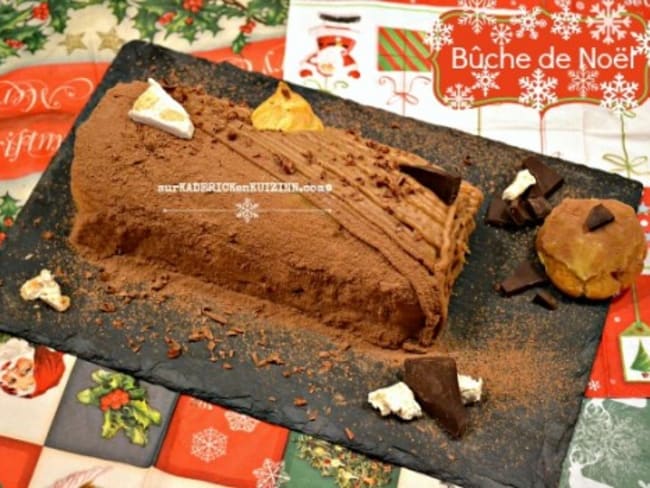 Bûche de Noël au nougat et éclair chocolat caramel