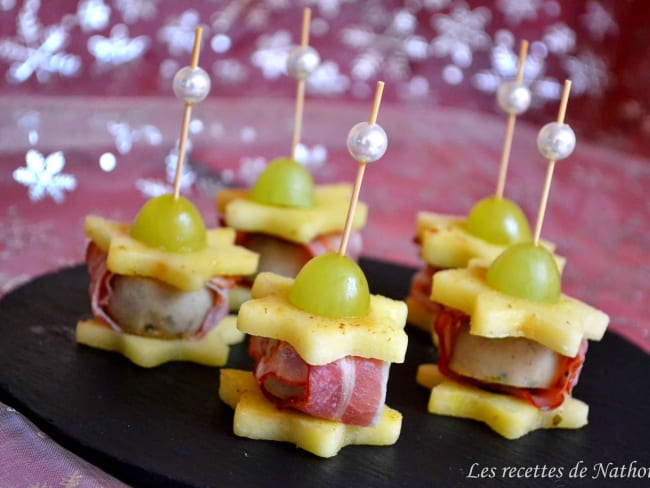 Bouchées aux pommes, boudin de Liège et lard fumé