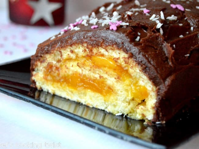 Bûche de Noël chocolat mangue