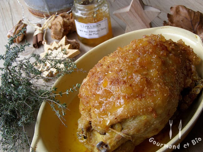 Canette aux poires et au miel et fagots de haricots verts