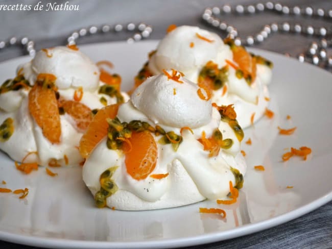 Pavlovas aux clémentines et fruits de la passion