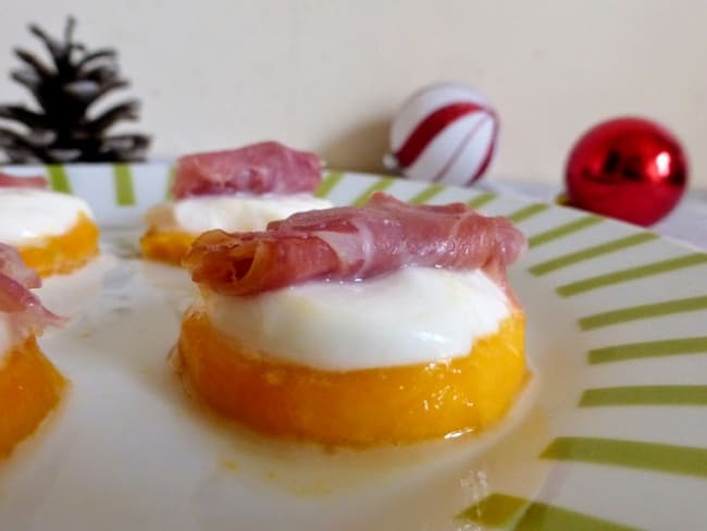 Bouchées mangue mozzarella et jambon cru