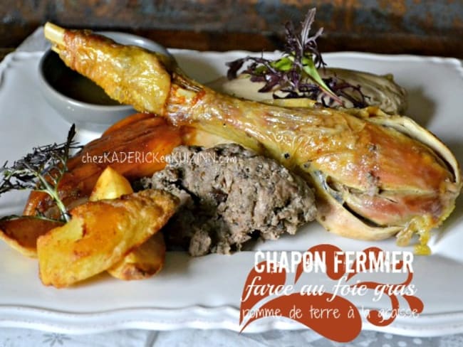 Chapon de noël farci au foie gras