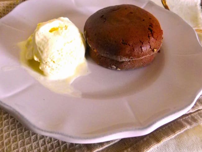 Moelleux chocolat noir, coeur coulant crème de marrons