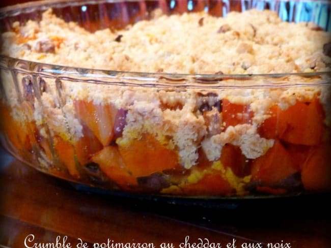 Crumble de potimarron au cheddar et au noix