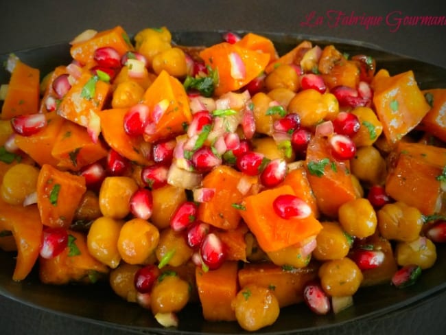 Salade de patate douce aux pois Chiche et Grenade