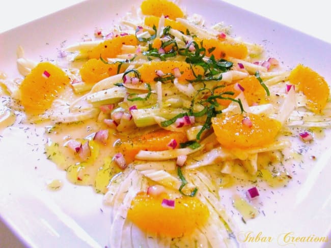 Salade de fenouil à l'orange vinaigrette au miel et échalote