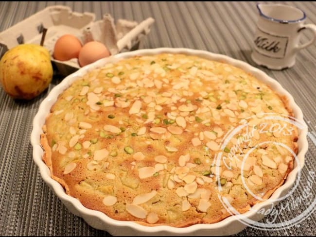 Tarte amandine poire et pistaches de Christophe Michalak