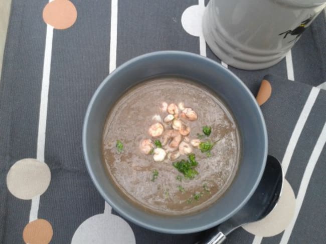 Velouté de lentilles aux crevettes