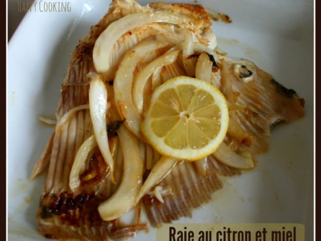 Raie caramélisée au miel et au citron