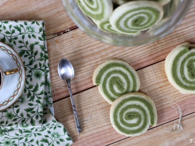 Biscuits spirale au thé matcha