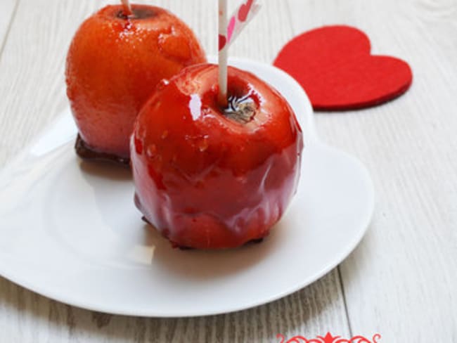 Pommes d'amour pour la saint-valentin