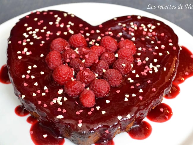 Gâteau aux framboises Saint-Valentin