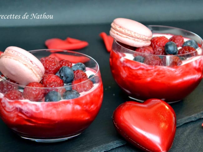 Verrines au yaourt grec et coulis de framboises