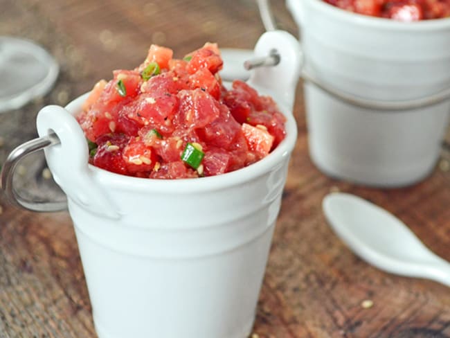 Tartare de Thon et Fraises aux Sésames