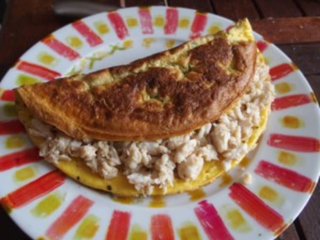 Omelette au crabe et champignons noirs